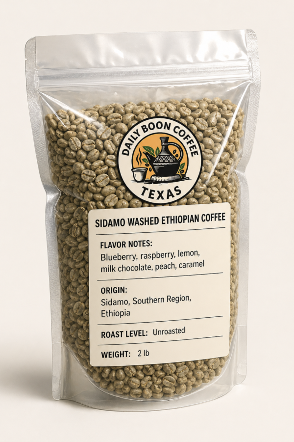 Daily Boon Coffee Green Coffee Bean Sidamo 2lb unroasted