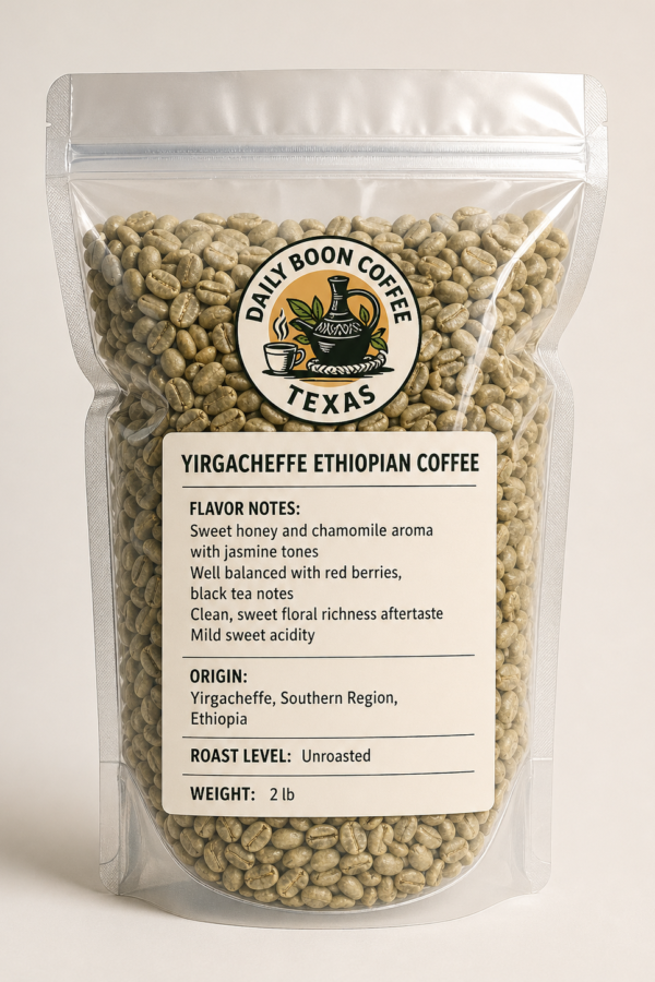Daily Boon Coffee Green Coffee Bean Yirgacheffe 2lb unroasted bag